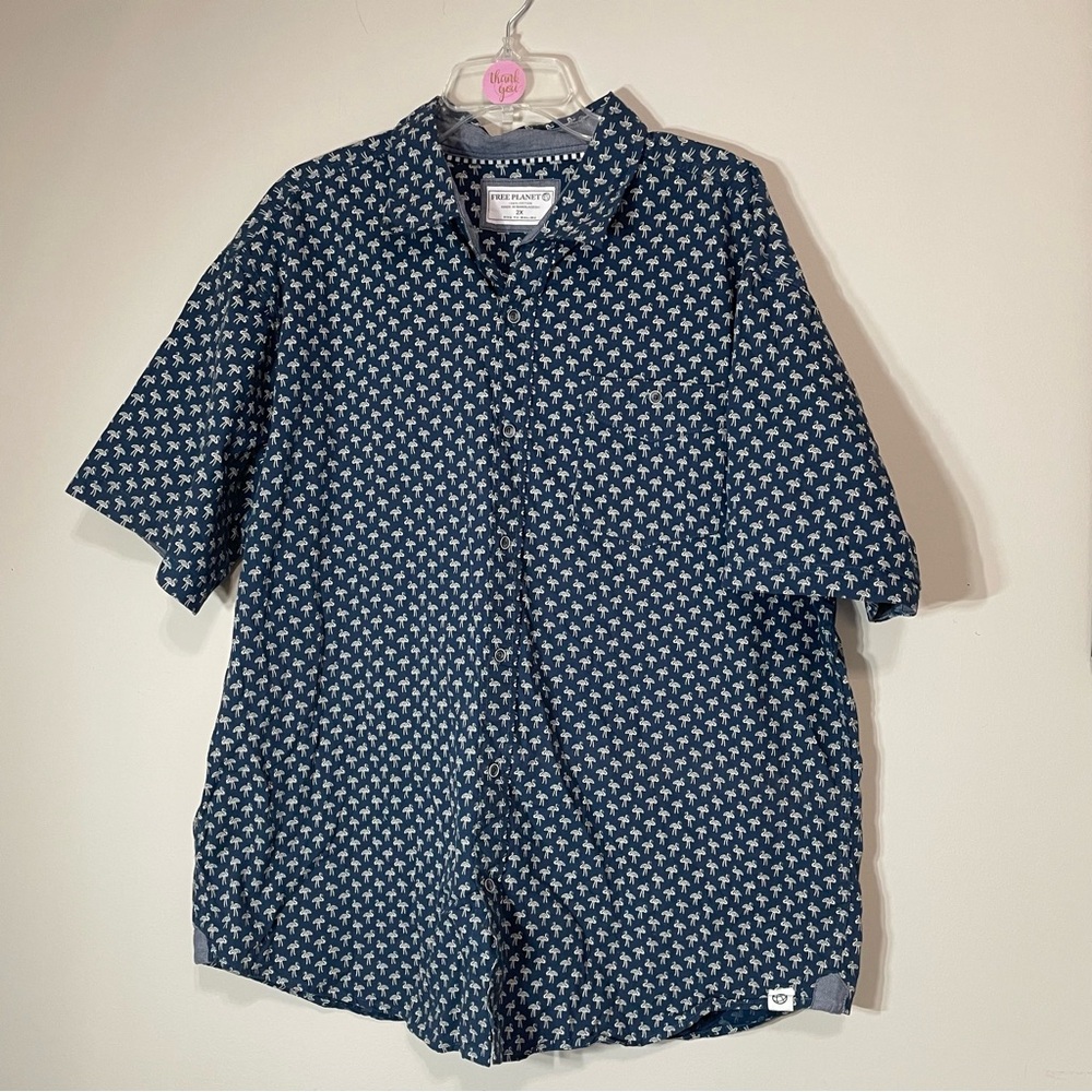 Free Planet Men's Navy  Pattern Shirt ~ Size 2X 
Tropical or‎ Caribbean
